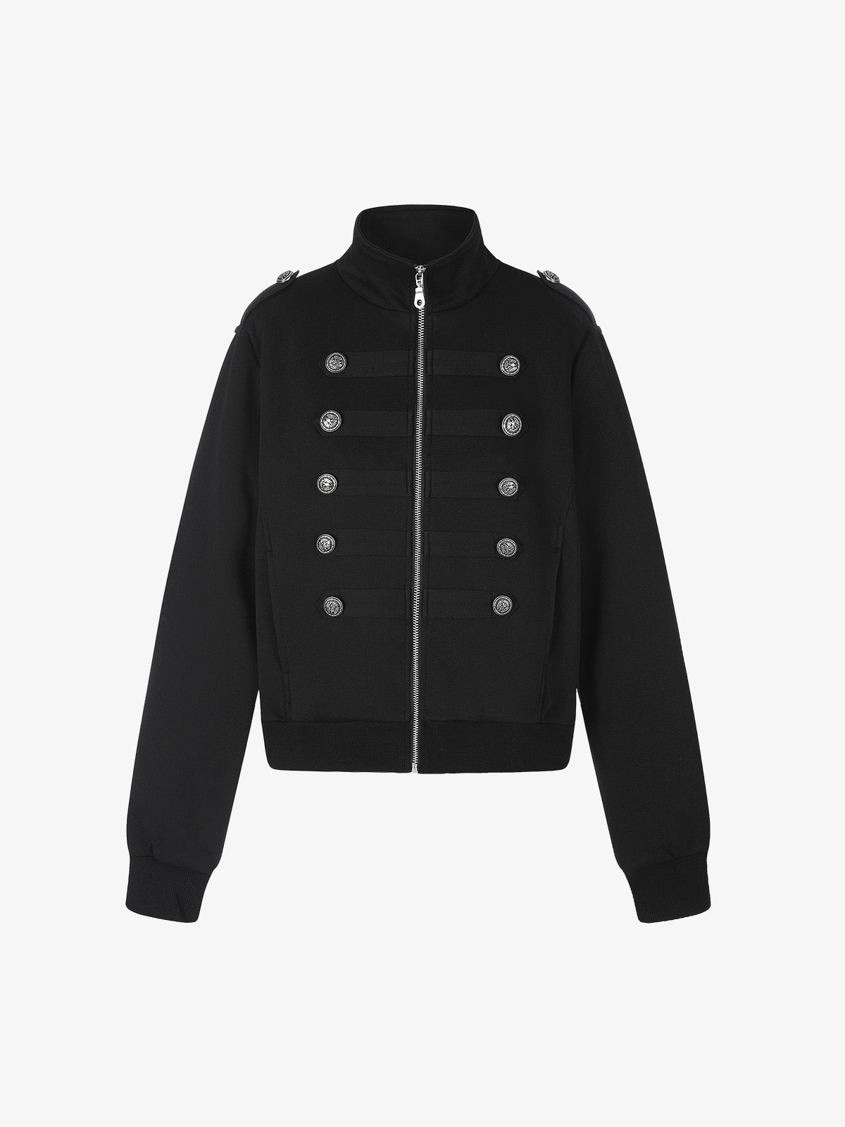 Boxy Fit Military-Style Jacket With Double-Breasted Detail