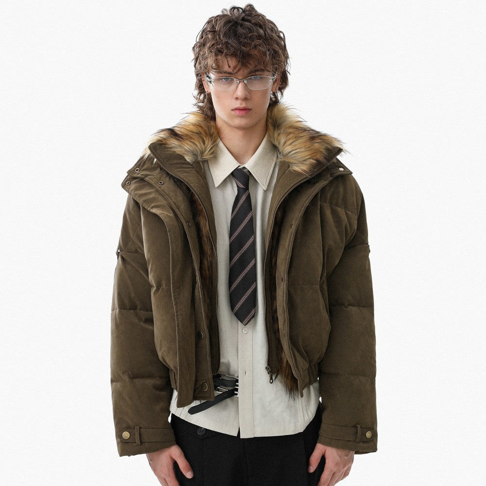 Oversized Puffer Jacket With Faux Fur Trim
