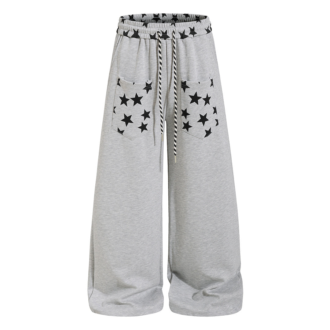 Star Print Baggy Sweatpants Relaxed Streetwear Trousers
