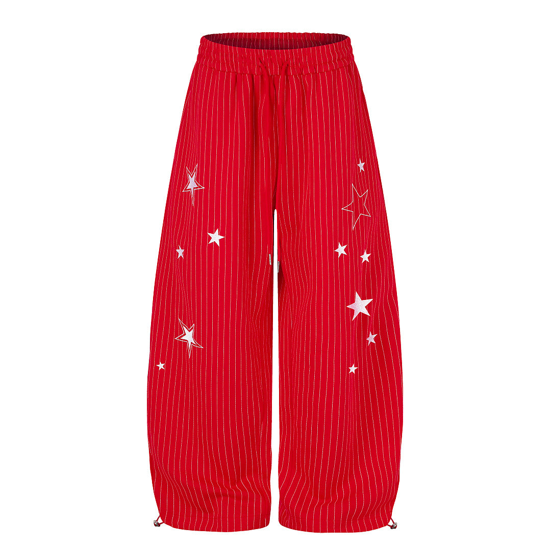 Star Embroidered Baggy Barrel Sweatpants