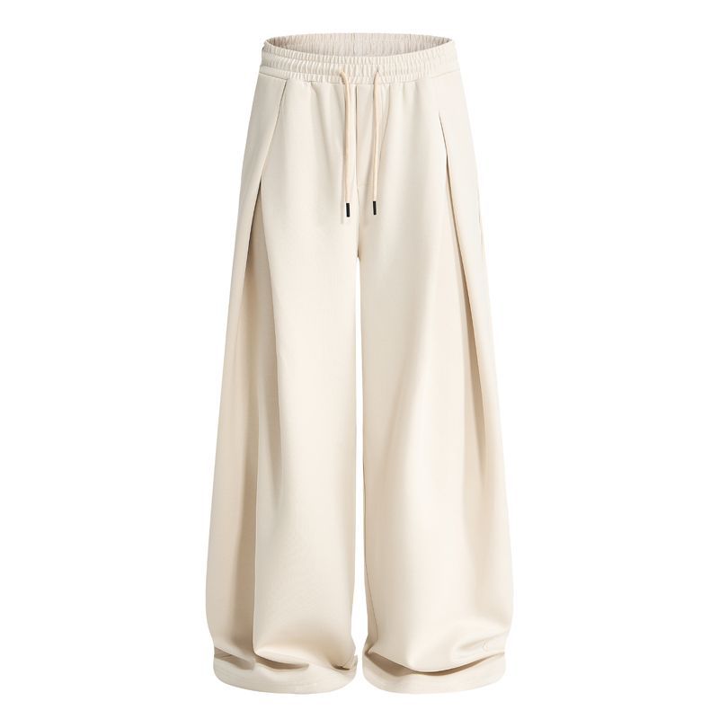 Pleated Baggy Sweatpants With Elastic Waist