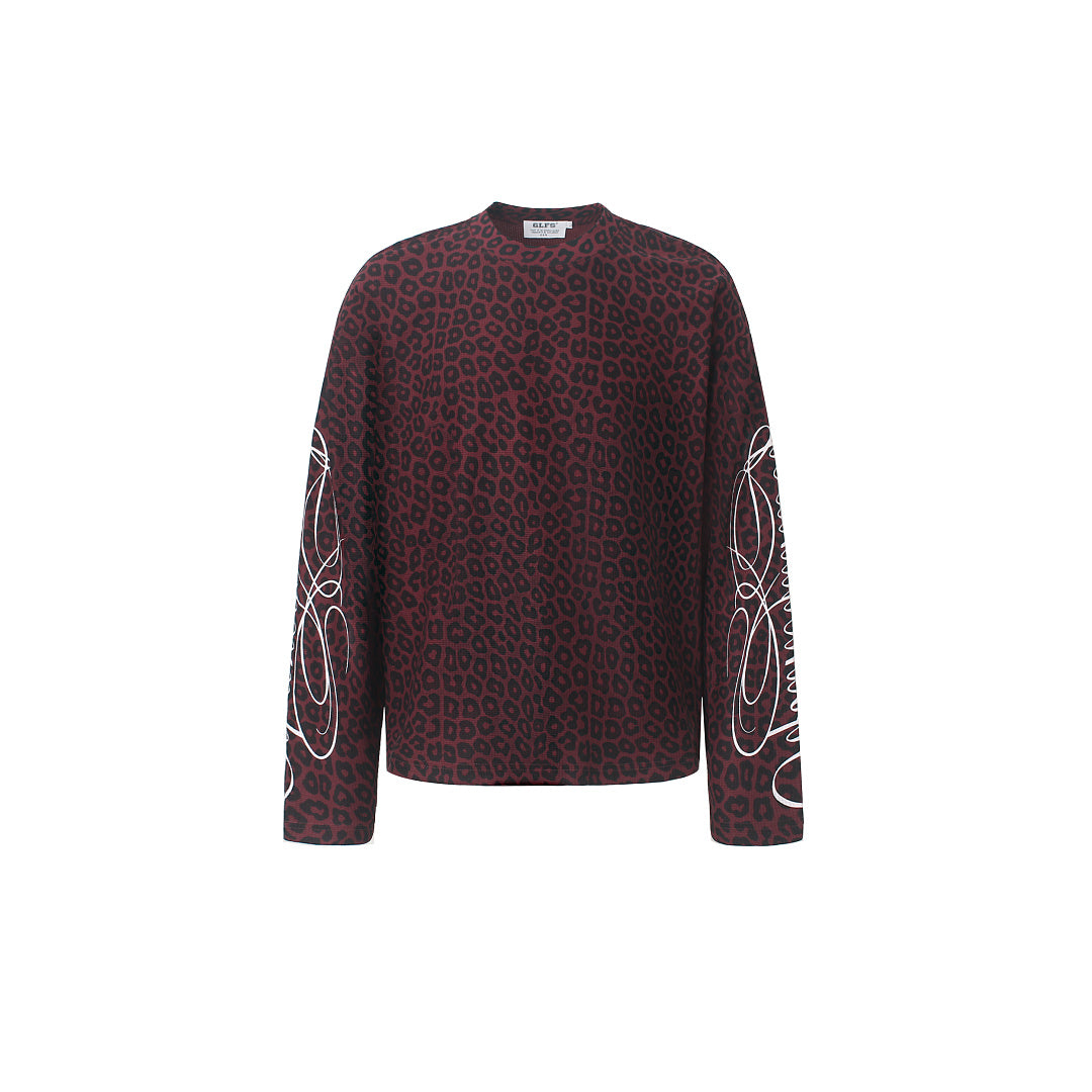 Leopard Print Embroidered Long Sleeve Sweatshirt