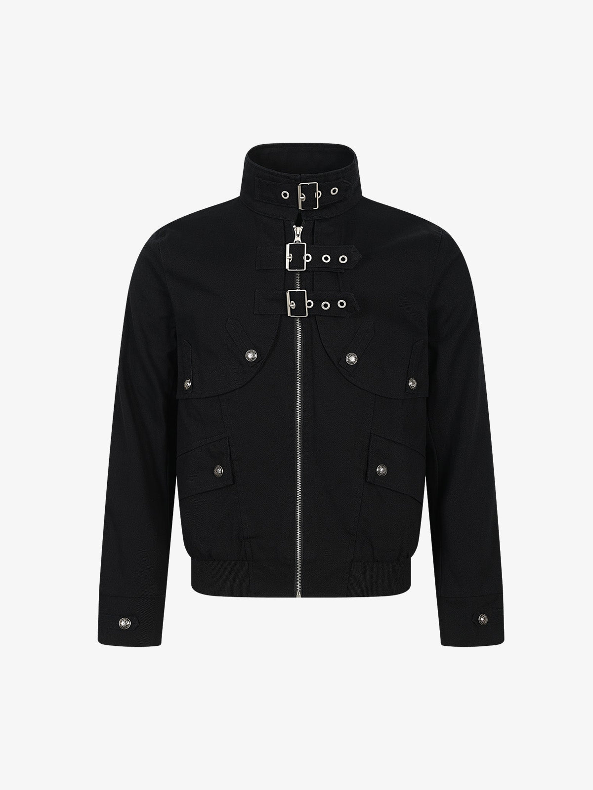 Cropped Techwear Work Jacket With Stand Collar