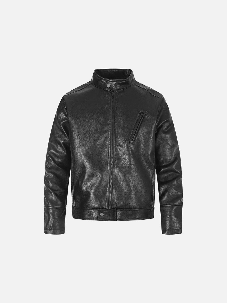 Brown Faux Leather Biker Jacket