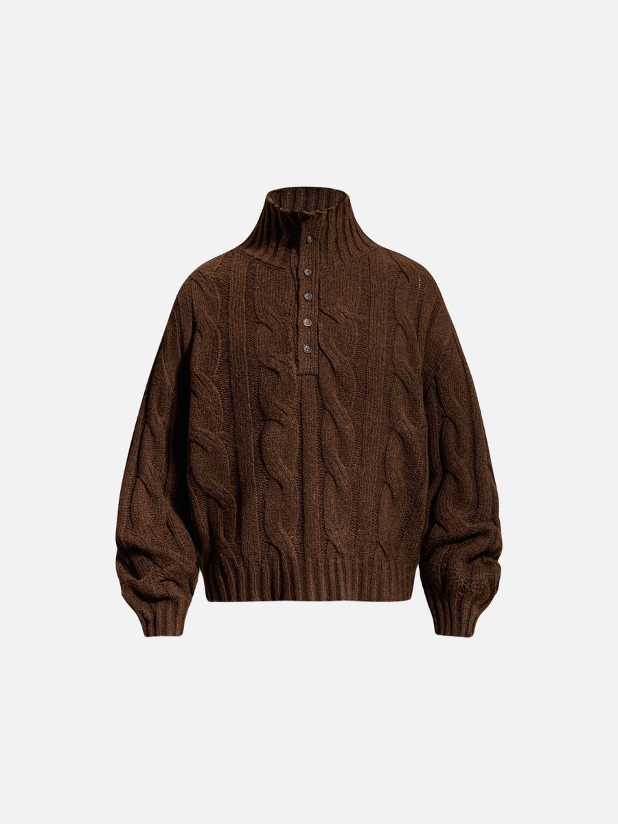 Cable Knit Mock Neck Jumper