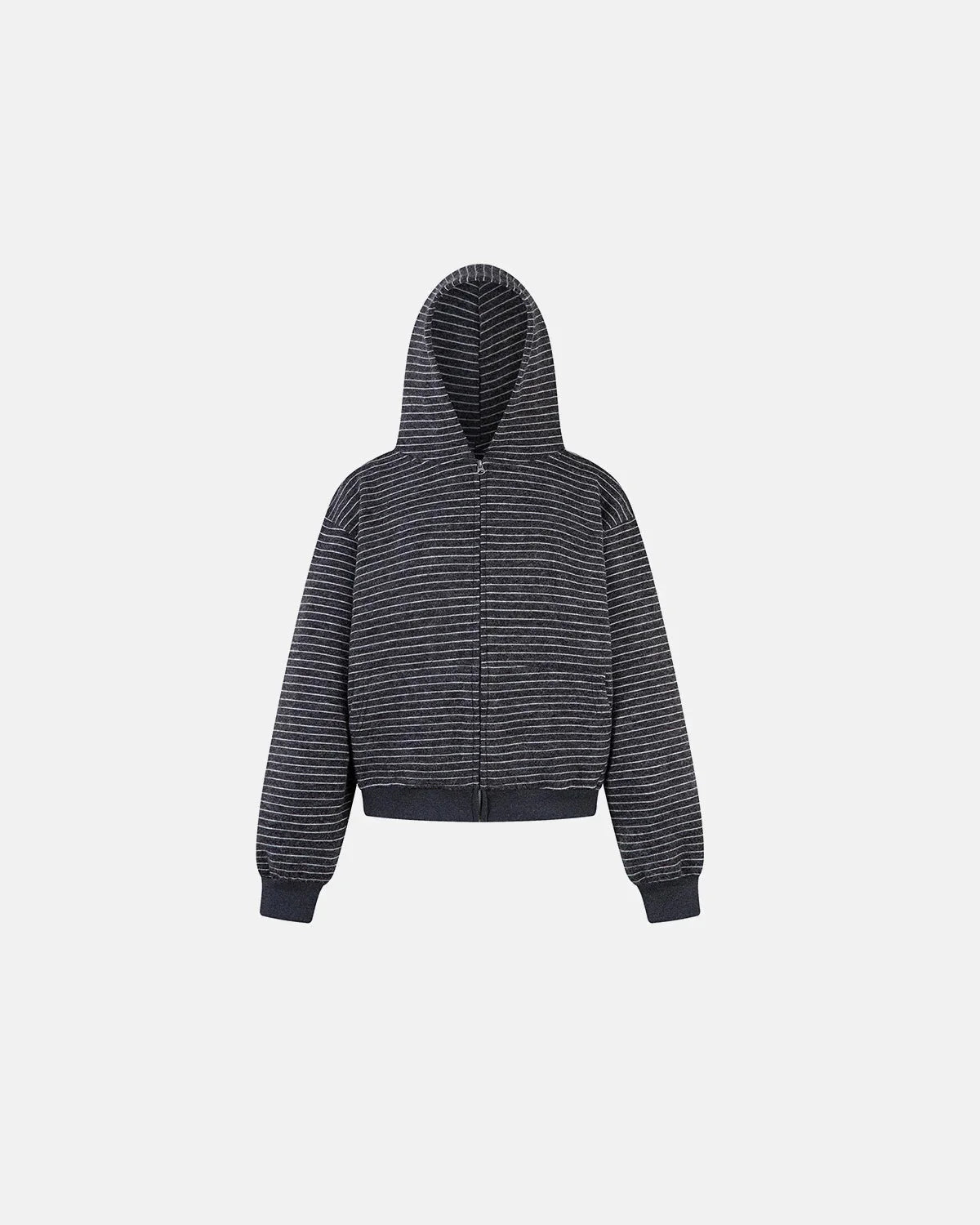 Striped Fuzzy Zip-Up Hoodie