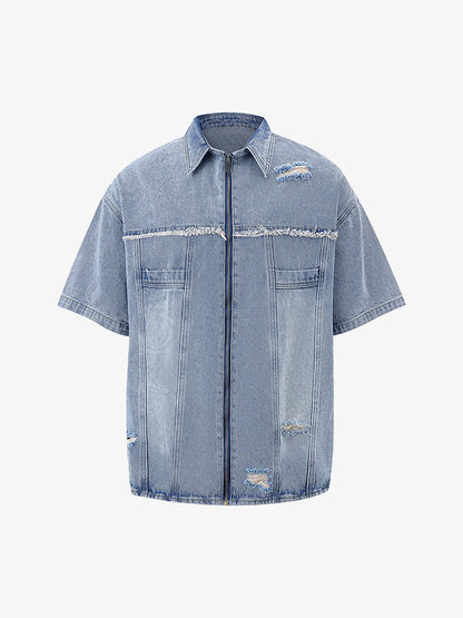 Revelse™ Men's Ripped Distressed Denim Jacket and Pants Set