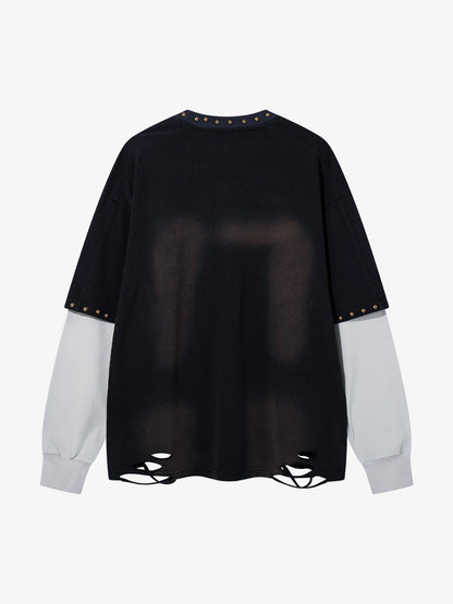 Long sleeve graphic T-shirt styled for an alternative streetwear look