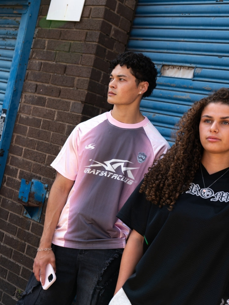 Revelse™ Distressed Football Mesh T-Shirt Cotton Blend