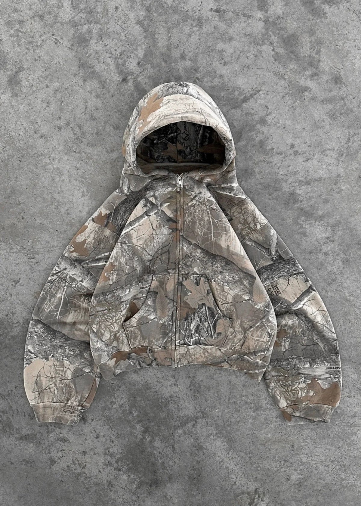 Revelse™ Camouflage Zip-Up Hoodie with Woodland Print