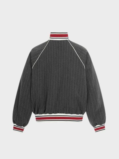 Revelse™ Striped Polyester Tracksuit Set Dark Grey