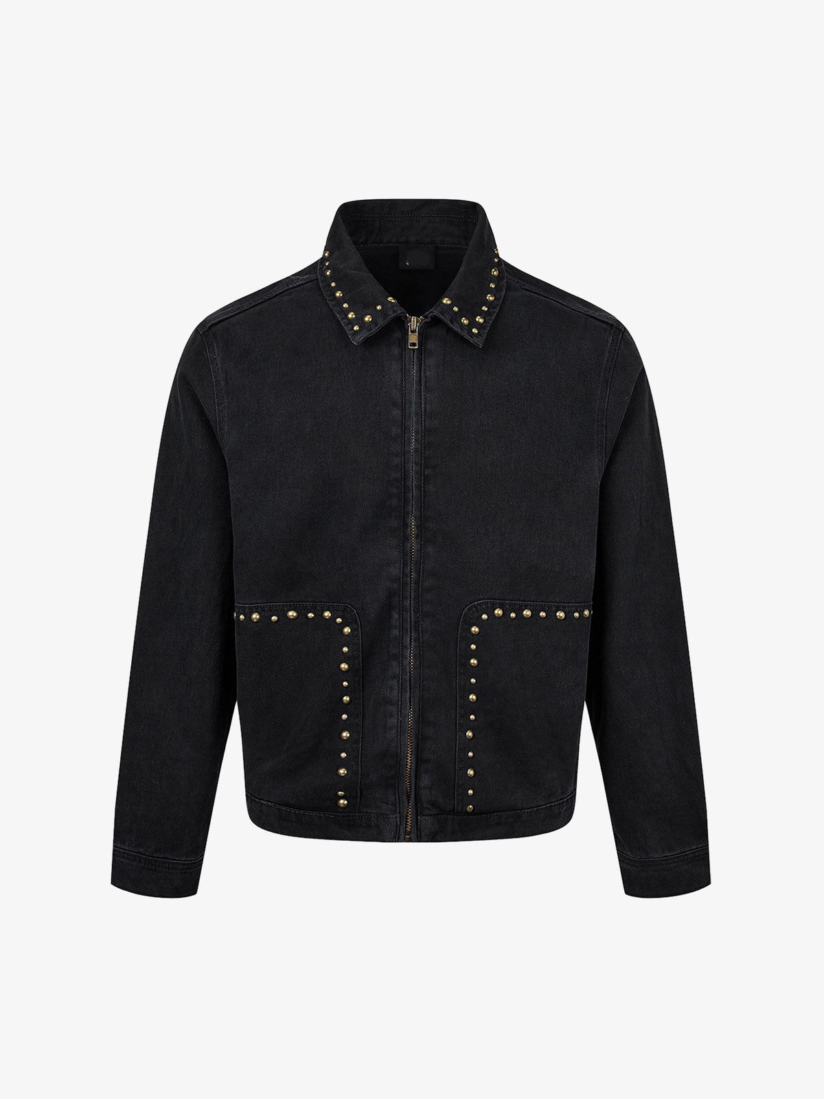 Studded Distressed Boxy Fit Denim Jacket