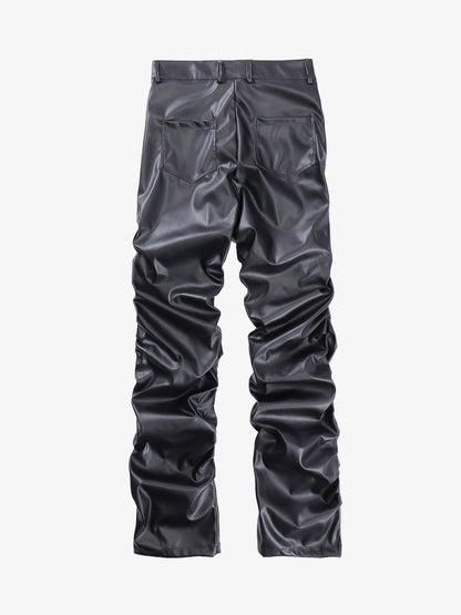 Revelse™ Punk Style Pleated Faux Leather Pants