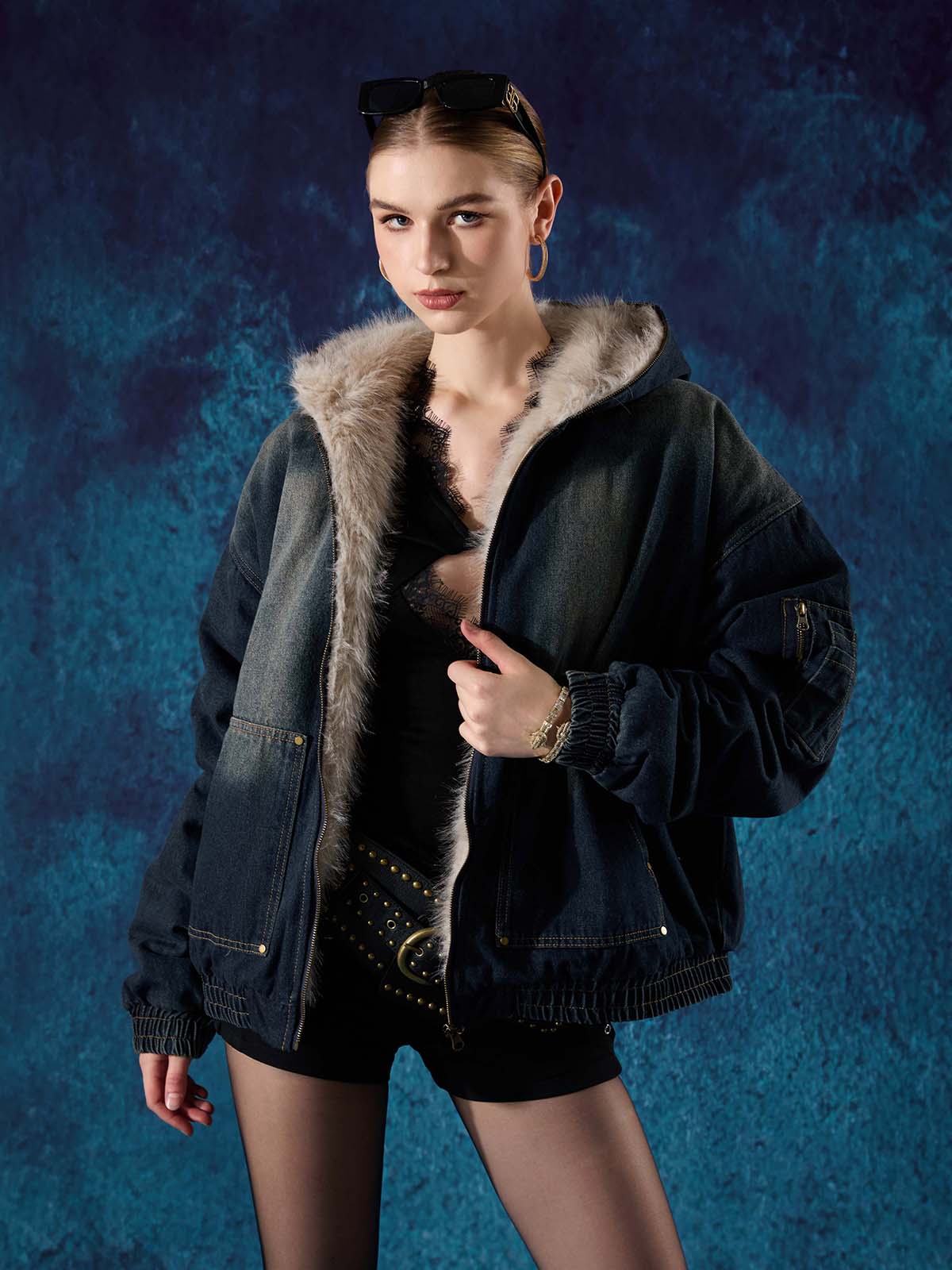 Revelse™ Washed Cotton Fur Hooded Jacket