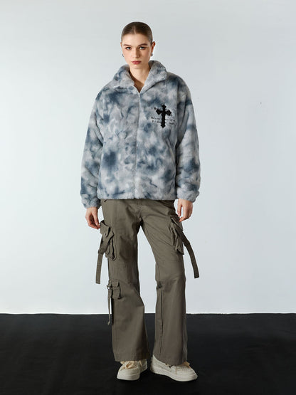 Revelse™ Heavy-Duty Faux Lambswool Tie-Dye Urban Jacket