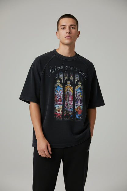 Revelse™ Waffle Knit Graphic Print Relaxed T-Shirt