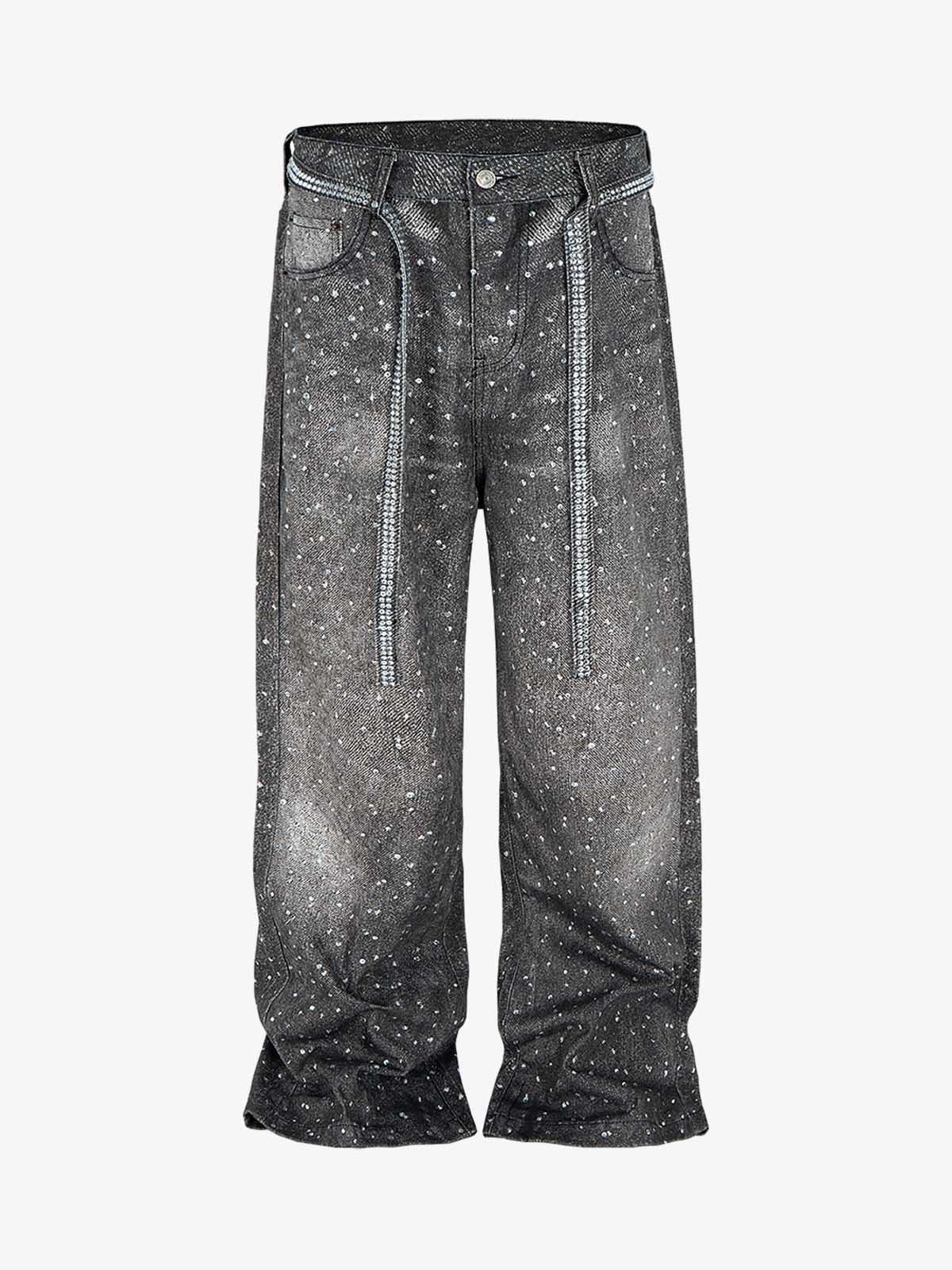 Revelse™ Distressed Denim Jeans with Diamond Belt Decor Detail