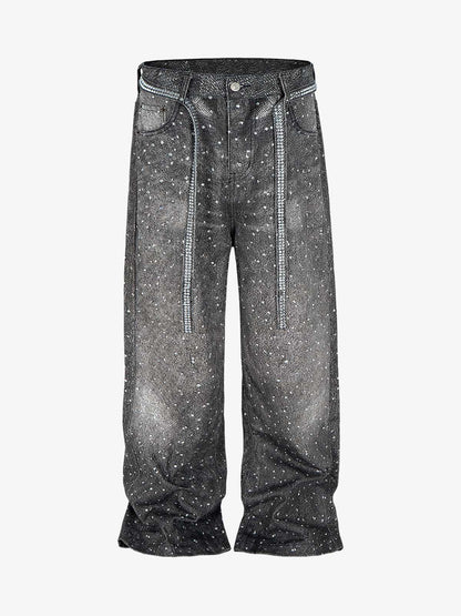 Revelse™ Distressed Denim Jeans with Diamond Belt Decor Detail
