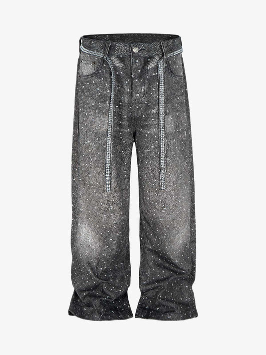 Revelse™ Distressed Denim Jeans with Diamond Belt Decor Detail