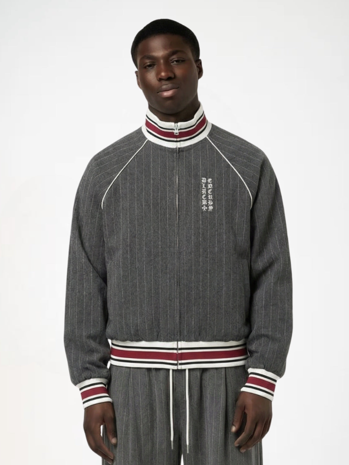 Revelse™ Striped Polyester Tracksuit Set Dark Grey