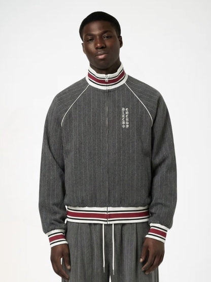 Revelse™ Striped Polyester Tracksuit Set Dark Grey