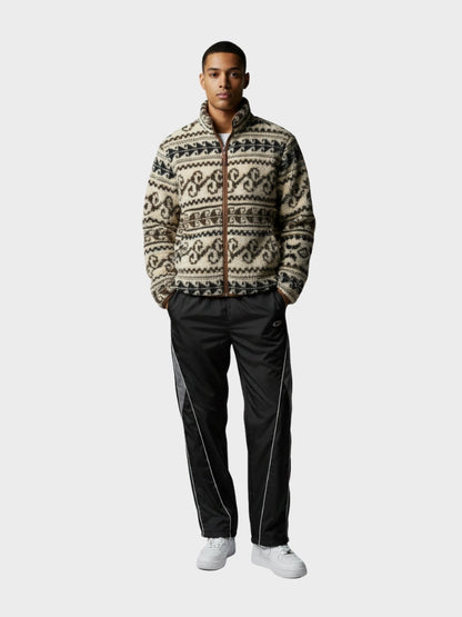 Revelse™ Men's Full-Zip Polka Dot Fleece Jacket Light Brown