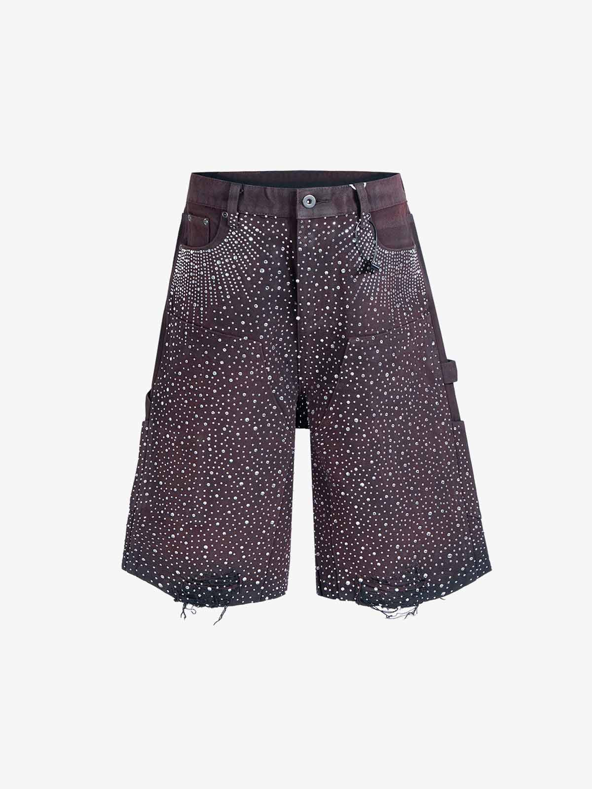 Revelse™ Gradient Rhinestone Embellished Denim Shorts