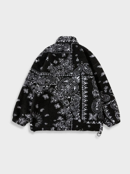 Revelse™ Lamb Fleece Jacket Paisley Pattern Loose Fit