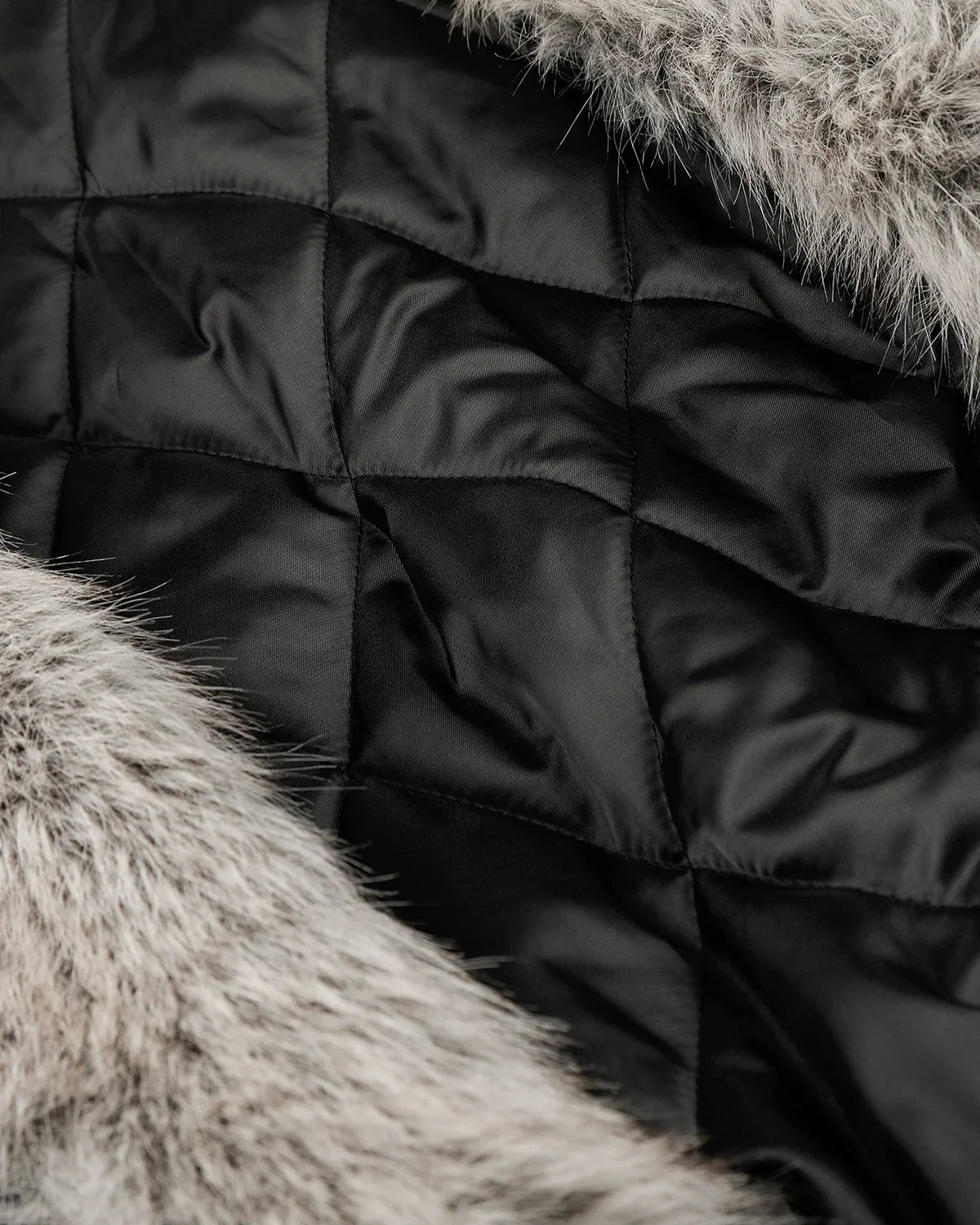 Faux fur padded jacket styled as a streetwear outer layer