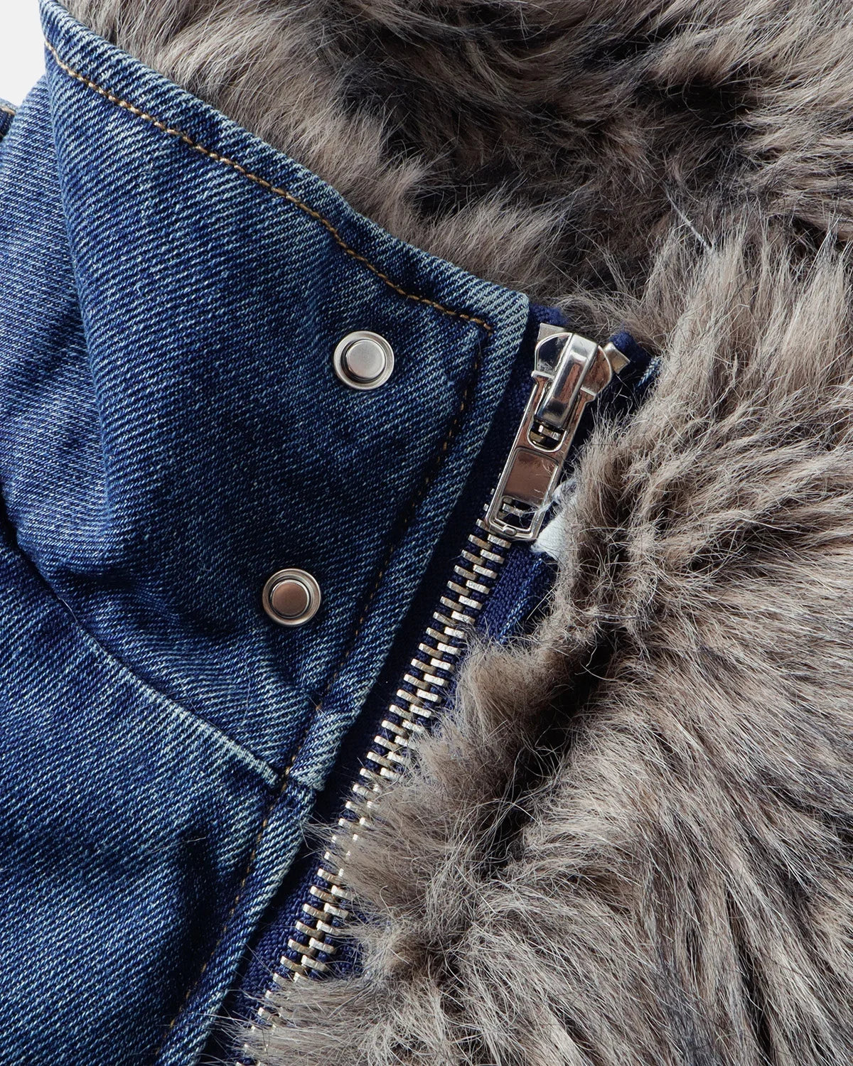 Full product view of the boxy padded denim jacket