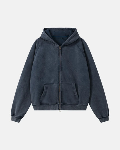 Washed Boxy Hoodie With Raglan Sleeves