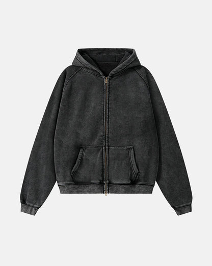 Washed Boxy Hoodie With Raglan Sleeves
