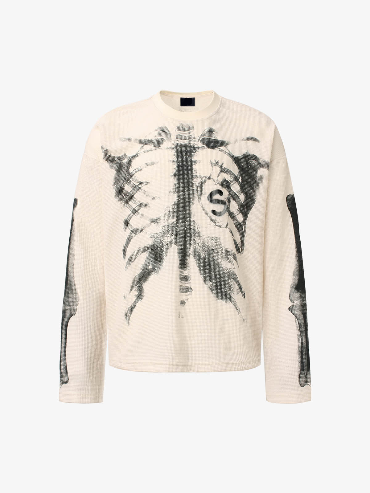 Revelse™ Skeleton Graphic Waffle Knit Sweatshirt