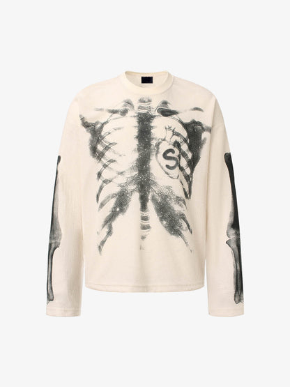 Revelse™ Skeleton Graphic Waffle Knit Sweatshirt