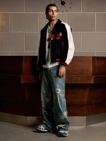 Revelse™ Floral Print Denim Carpenter Jeans