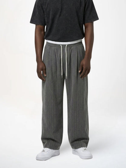 Revelse™ Striped Polyester Tracksuit Set Dark Grey