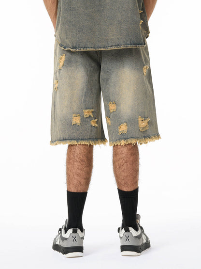 Revelse™ Men's Ripped Distressed Denim Jacket and Pants Set
