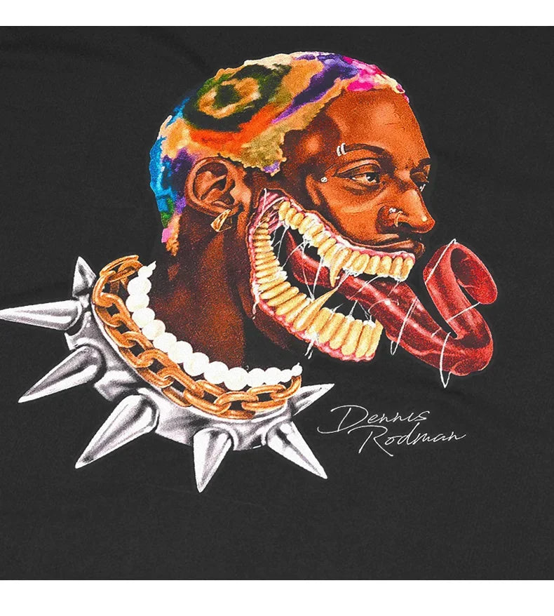 Revelse™ Dennis Rodman Hip Hop Trend Tee Men's Cool Fashion Oversized T-shirt