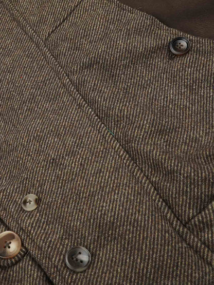 Full-length view of the hooded coat styled for winter