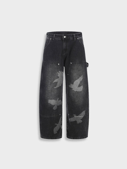 Revelse™ Wide-Leg Loose Fit Baggy Denim Jeans Black