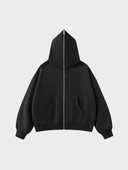 Revelse™ Full-Zip Fleece Hoodie Black Loose Fit