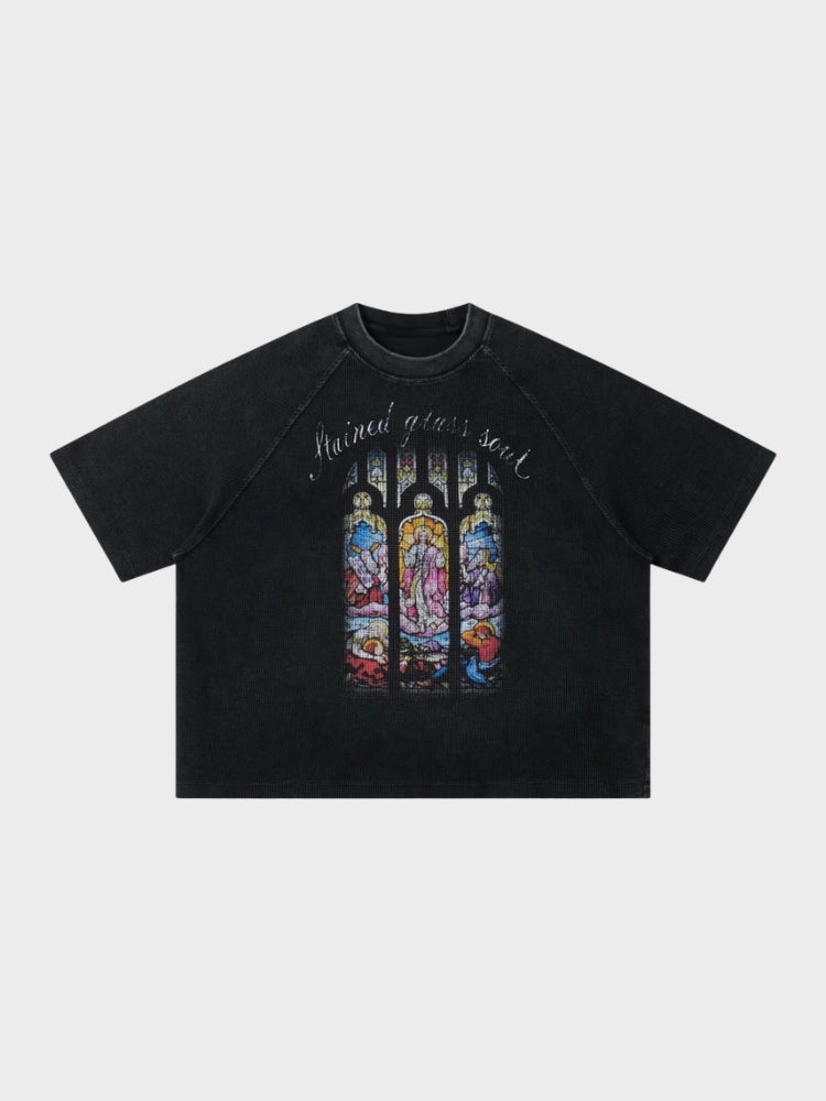 Revelse™ Waffle Knit Graphic Print Relaxed T-Shirt