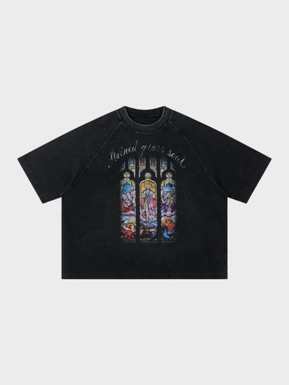 Revelse™ Waffle Knit Graphic Print Relaxed T-Shirt