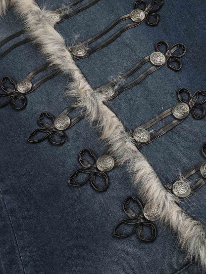 Button-front detail on the quilted outerwear