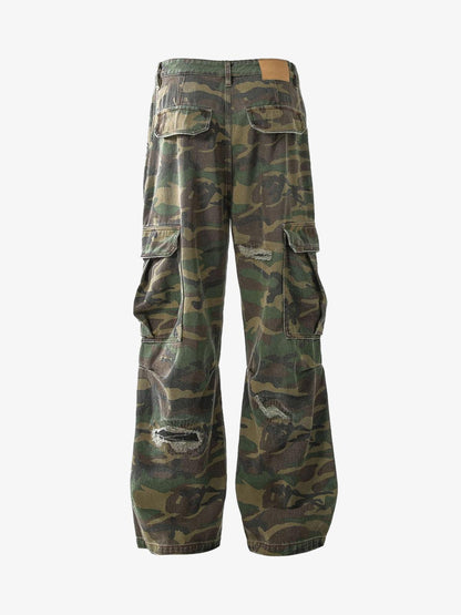 Revelse™ Woven Ripped Camouflage Cargo Baggy Pants
