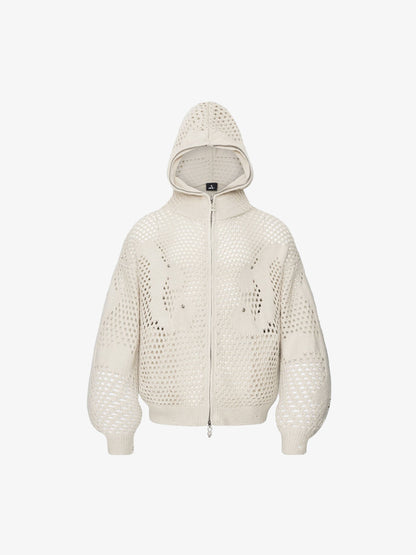 Openwork Knit Cardigan With V-Neck