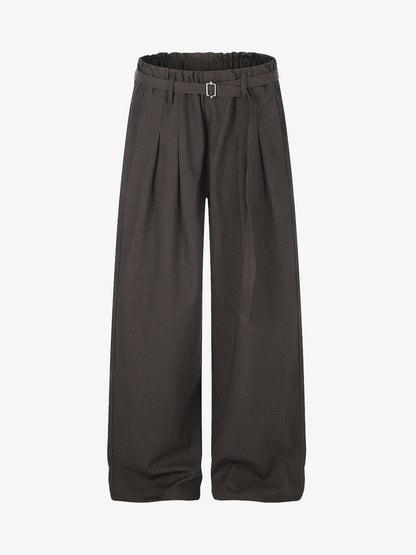 Wide-Leg Printed Casual Trousers With Elastic Waistband