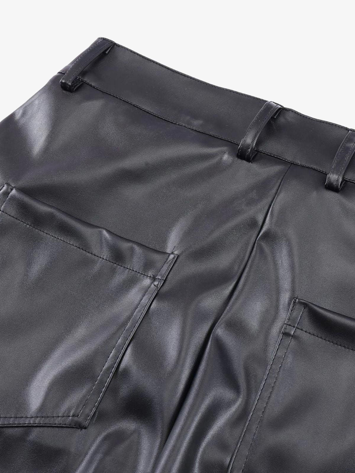 Revelse™ Punk Style Pleated Faux Leather Pants