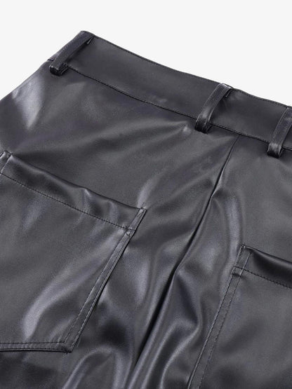 Revelse™ Punk Style Pleated Faux Leather Pants