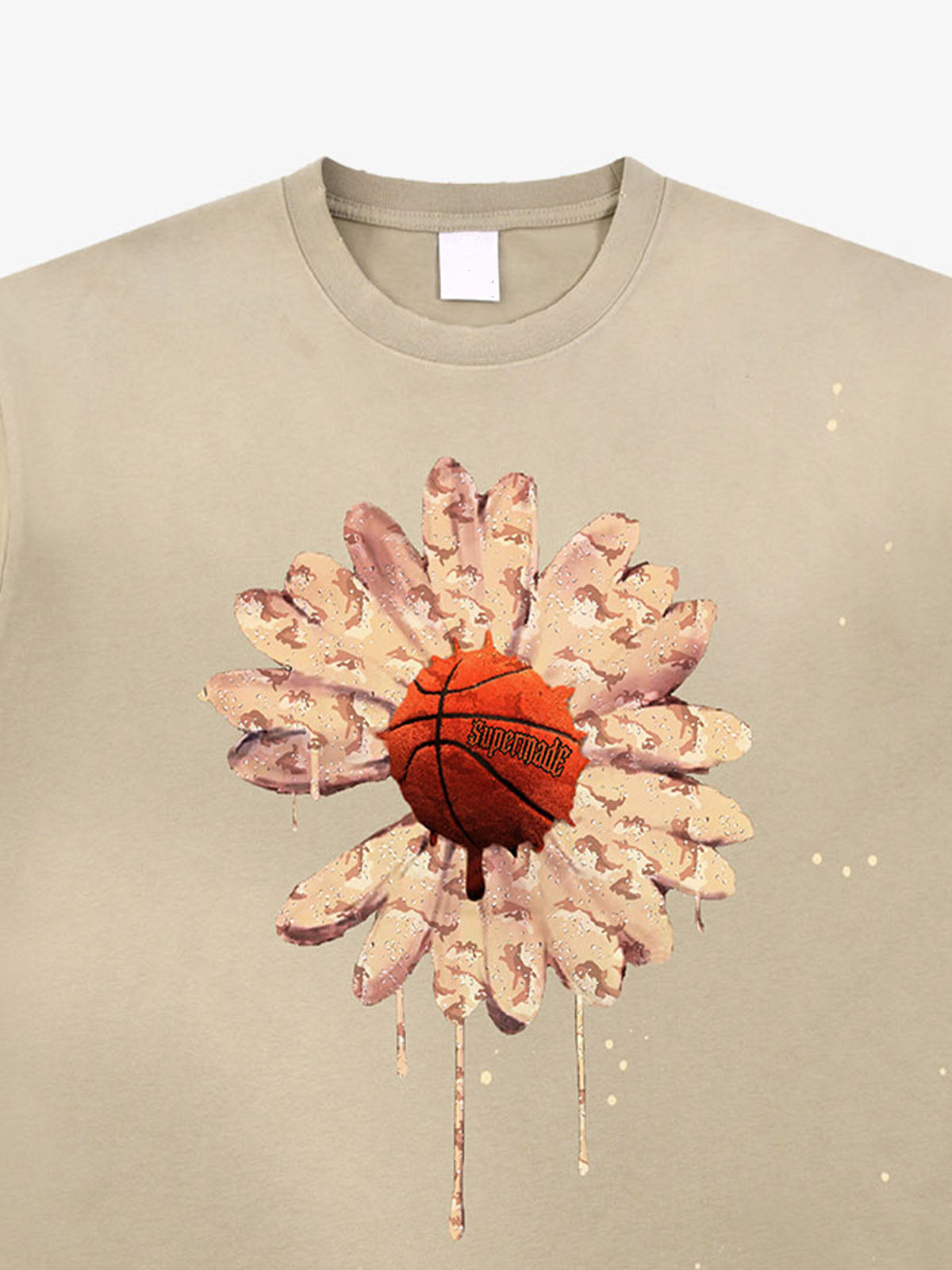 Revelse™ Floral Ink Splatter Graphic Basketball T-Shirt